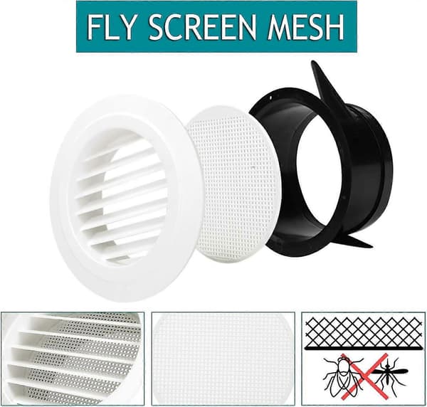 6\" Rund ABS Ventilationsgaller Med Insektsskydd, Ventilationsöppning (150mm)