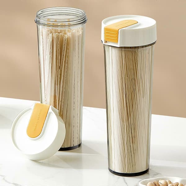 Spaghetti Opbevaringsbeholder Korn Opbevaringscylinder til Tørfoder Bønner Pasta White 10cmx9.5cmx27.3cm