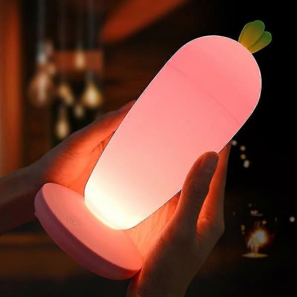 Gulrotlampe Soveromsdekor Nattlys For Barn Baby Barnerom Søvn Avslappende Lys white