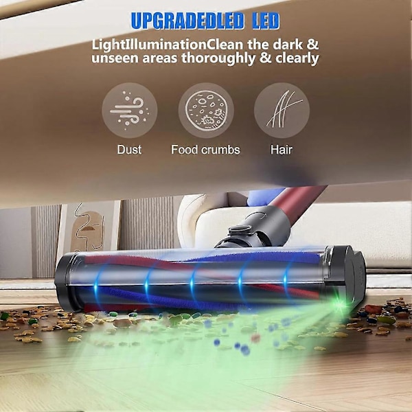 Dammsugare för V7 V8 V10 V11 V15 Dammsugare Golvmunstycksborste med LED, Belyser Dolda Damm