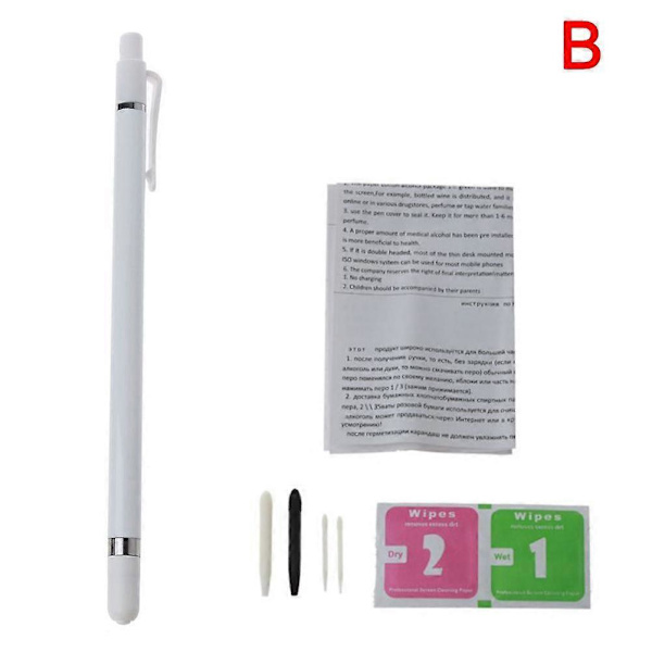 Universal Stylus Penna Dubbla Mjuka Spetsar Skärm Kapacitiv Stylus Penna för Mobil Android Telefon Smart Penna Tillbehör WHITE
