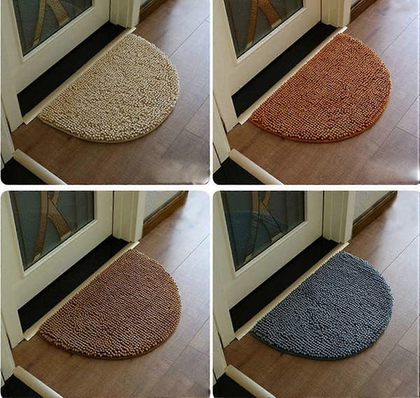 Halvcirkel Bademåtte, Blød Absorberende Chenille Fluffy Skridsikker Bademåtte Tæppe