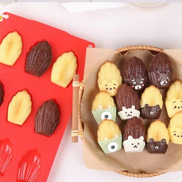 2 stk. Madeleine Bakeform, Silikon Madeleine Bakeform, Non-Stick Madeleine Bakeform, Silikon Kakeform, Baking/Kjeks/Moussekake Mo