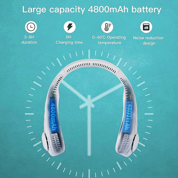 Kannettava kaulatuuletin, Hands Free kannettava tuuletin, USB-tuuletin Ladattava mini-USB-niskapantatuuletin