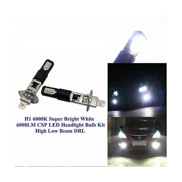 6000k Superkirkas valkoinen 6000lm Drl 4x H1 LED-ajovalopolttimosarja kaukovaloille