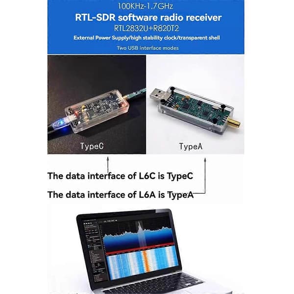 Öppen källkod RTL-SDR L6 Fullbands Programvaruradio Mottagare RTLSDR Multifunktionsradio RTL-SDR L6A As Shown