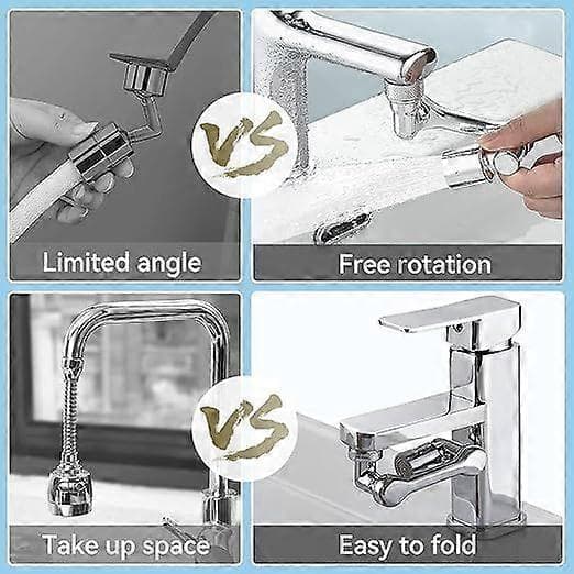 1080° Svingbar Kranforlenger Multifunksjonskran Sprayregulator Svingbar Kranforlenger med Lufter 2 Modus Adapter Kran
