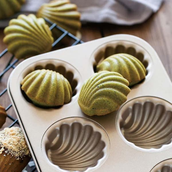 Kakeformer 6 hulrom Non-stick Shell Madeleine Pan Kakeformer