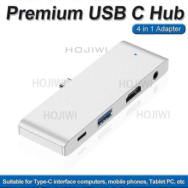 HOJIWI 4-i-1 Type C til Multi USB 3.0 HUB Adapter USB C til HDMI til iPad Pro laptops headsetdock station type c pd usb c hub AA08 sliver 4 in1