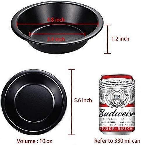 Set med 4 Mini Quicheformar Diameter 12 cm Non-Stick Beläggning Rund Quiche Bakform Svart