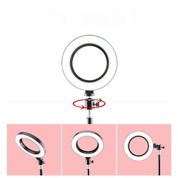 26CM LED Ring Light Make Up RingLight til Video, Studio, Makeup, Dæmpbar 3 Lystilstande, Let at Bære og Installere