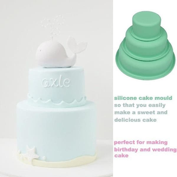 Kageforme Silikone Cupcakeforme Værktøjsforme 3 I 1 Rund Bryllupskageform Bageforme Kagedåser Fødselsdag