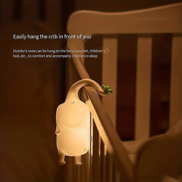 Dumbo Silikon Klapplampe Sovende Nattlys Bærbar Sensor Nattbordsbrakett Barnegave
