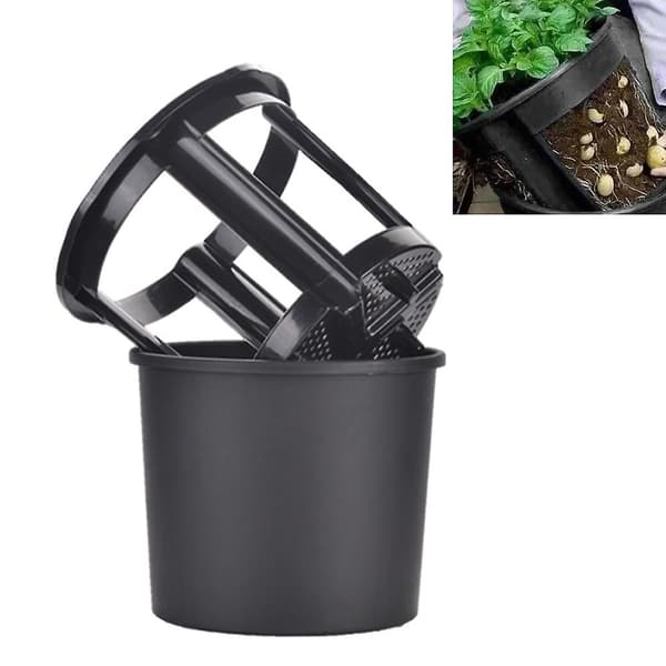 2 i 1 Plast Trädgårdskruka Grönsaker Potatis Morot Tomat Odlingsbehållare Black