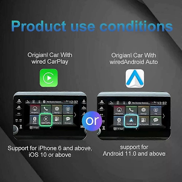 2-i-1 Trådlös Carplay AI Box Android Auto Plug And Play