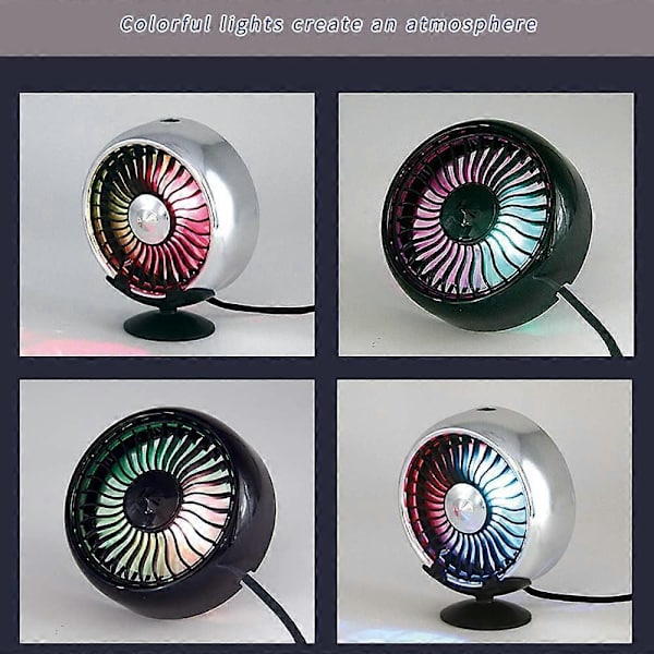 Auton imukuppi USB-tuulettimet Automaattinen jäähdytystuuletin värikkäällä valolla / imukuppi auton USB-tuulettimella / mini-ilmastointilaitteella