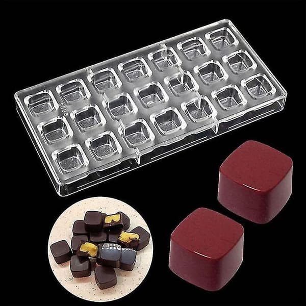 Bageplader til småkager 3D Chokoladeform Hjemmelavede Kuber Chokolade DIY Konditorværktøj Polycarbonat Chokoladeforme Plastik