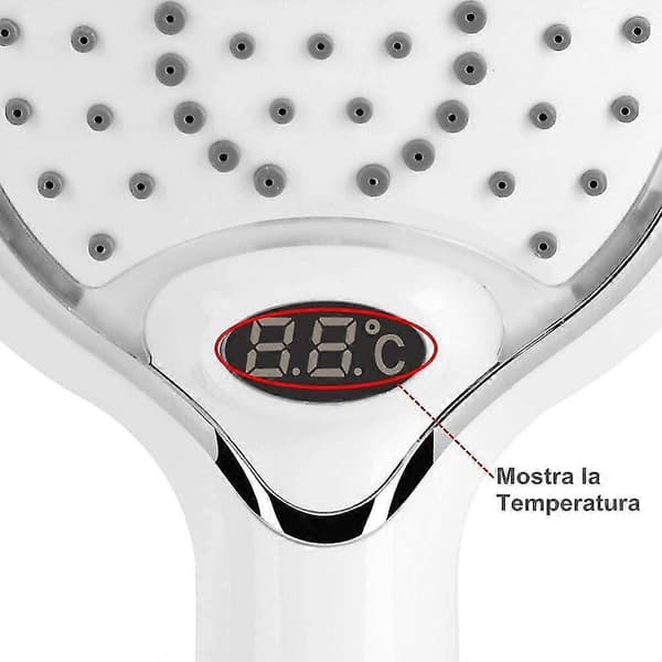 LED Brusehoved, LED Håndbruser, 3 Farver Temperaturkontrol Brusehoved