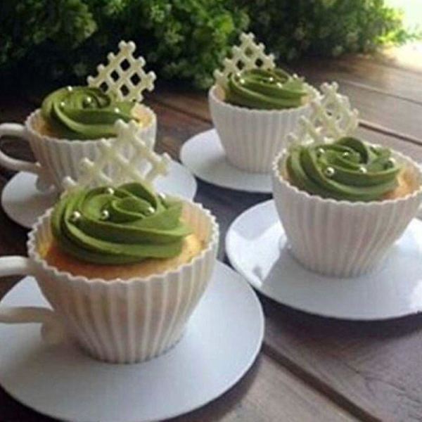 Kageforme 8 stk. Silikone Cupcake Kopper Muffin Kage Tekop Form