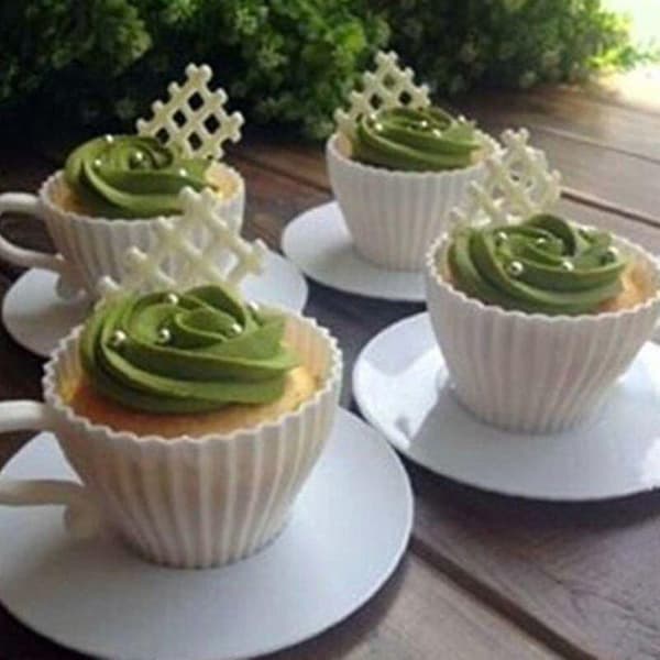 Kakeformer 8 stk Silikon Cupcake Former Muffin Kake Tekopp Form