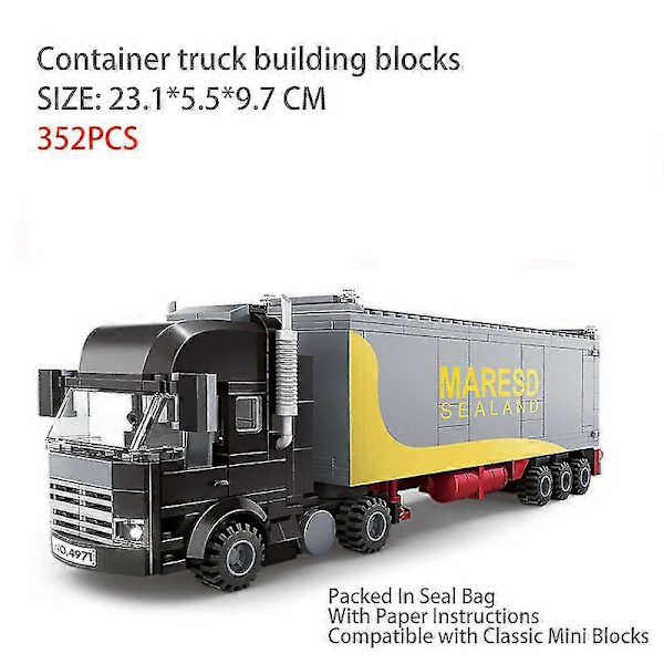 Lastbilsmodell Byggklossar Kompatibla Tekniska Stadsfordon Godstransport Bil Pojkleksaker Mini Tegelstenar Kreativa Barnpresenter 4971 container truck