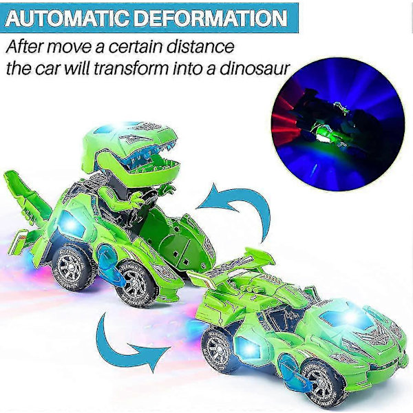 Dinosaurie Transformerande Bil Leksak Elektriska Dinosaurieleksaker Automatisk Transformerande Dinosaurie