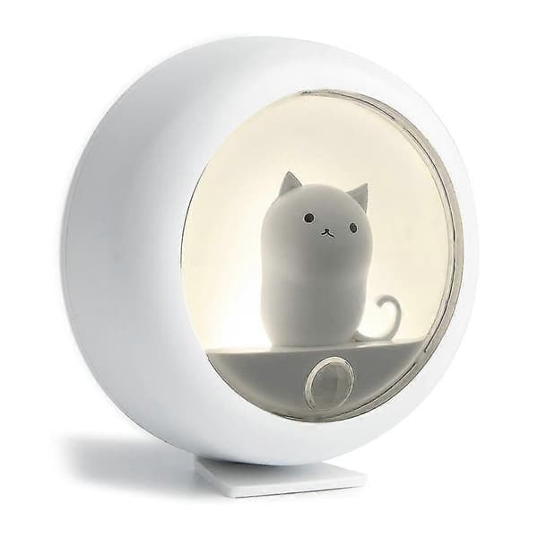 Smart LED søt nattlampe, soverom magnetisk kroppssensorlys, kreativ USB sengelampe White