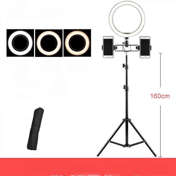 26CM Dobbelt stativ LED Ring Light stativ Make Up RingLight til Video, Studio, Makeup, Dæmpbar 3 Lystilstande, Let at bære og installere