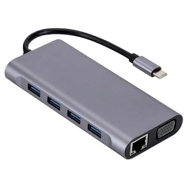 USB C Multiport Adapter USB Expander 11 Porte USB C Extender Til Bærbar USB C Til USB C Multiport Adaptere Til Smartphones Silver