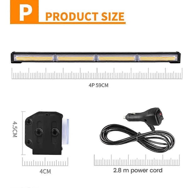 LED advarselslys Stroboskoplys Blinklys Billys, hvidt lys