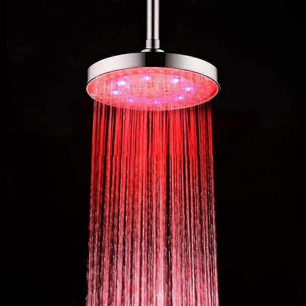20cm*20cm Trefärgs Temperaturkontroll Topp Dusch ABS Rund LED Duschhuvud