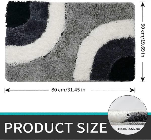 Bademåtte, absorberende skridsikker mikrofiber brusemåtte 50x80 cm maskinvaskbar badeværelsesmåtte til badekar