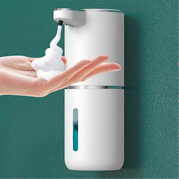 430 ml:n automaattinen saippua-annostelija, ladattava, 4 vaihdetta säädettävissä, seinään asennettava infrapuna induktiivinen vaahto nestesaippua-annostelija Smart Foam Dispenser