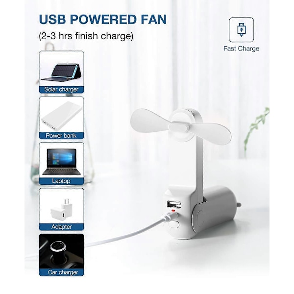 USB-ladattava kädessä pidettävä minituuletin (valkoinen)