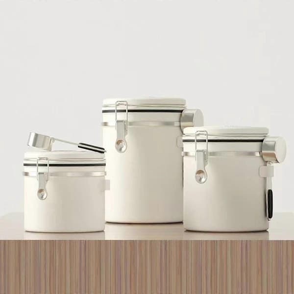 Kaffeboks Gadgets Kaffeoppbevaringsbeholder for te, kjeks, kaffebønner, sølv, 1,2 l Optional Beige White 1.5L