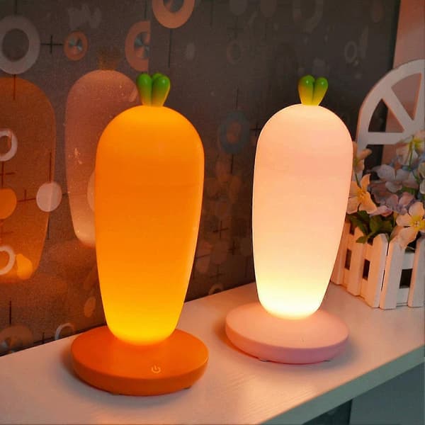 Gulrotlampe Soveromsdekor Nattlys For Barn Baby Barnerom Søvn Avslappende Lys white