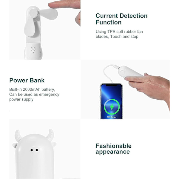Grön bärbar fläkt, USB-fläkt Minifläkt Batteridriven handfläkt, skrivbordsfläkt med powerbank
