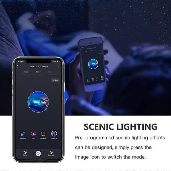 Stjernenattlys LED-stjerneprojeksjonslys APP graffiti intelligent kontroll laserprojeksjon black