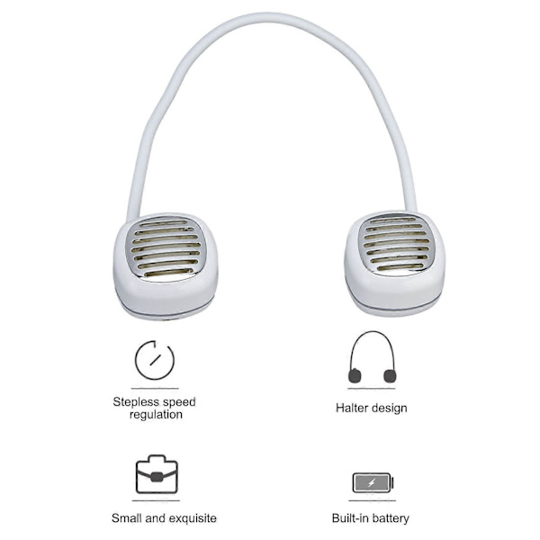 USB uppladdningsbar bladlös halsfläkt (vit)
