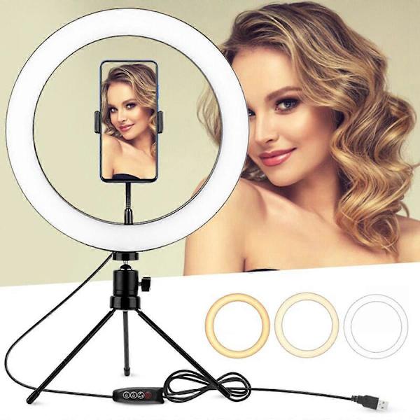 Ring Light 10 tommer Led Selfie Stick Ring Lampe