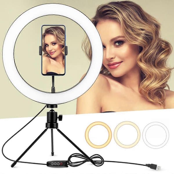 Ring Light 10 tum LED Selfie Stick Ringlampa