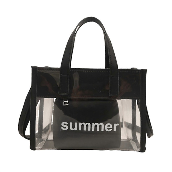 2 st Kvinnor Klar Jelly Handväska Stadion Godkänd Transparent Messenger Axelväska Handväska, Casual Crossbody Väskor Gåvor brun Black