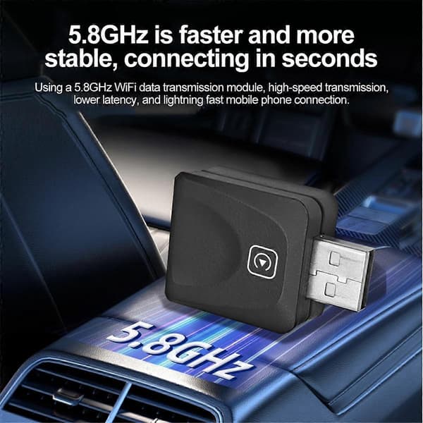 Mini CarPlay Trådløs Adapter Bil Play Dongle Bluetooth WiFi Rask Tilkobling Plug & Play for Kablet
