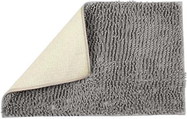 Badeværelsestæppe - Skridsikker måtte - Striber - Absorberende - Grå - 60 x 90 cm