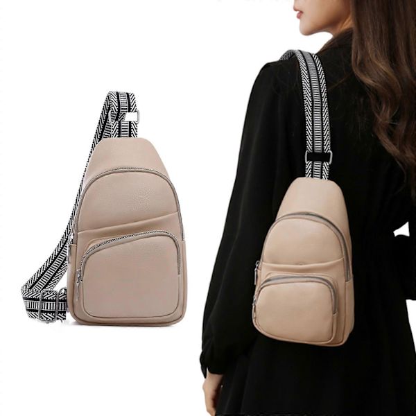Monipuolinen vyölaukku pieni crossbody-laukku säädettävällä hihnalla tyylikäs naisten rintalaukku PU-laukku sopii päivittäisiin retkiin valkoinen Gray