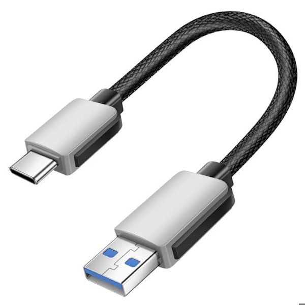 Mini USB-C / USB-kabel Ultra Kort 15cm CarPlay, Android Auto, Ladestation Grå Grå