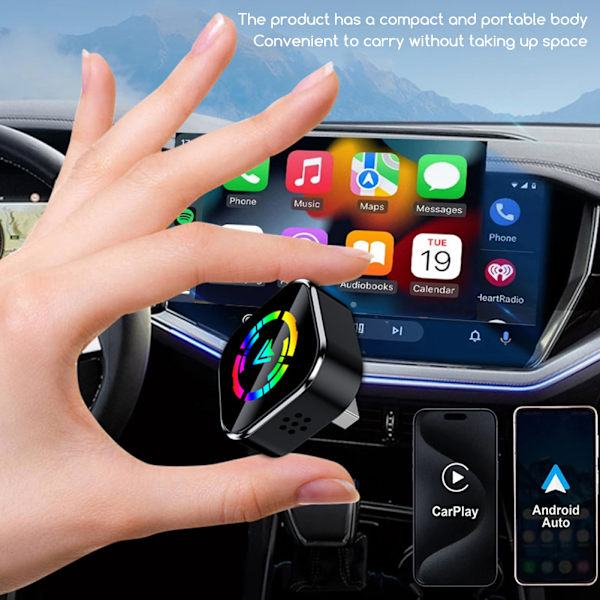 Trådlös CarPlay & Android Auto Adapter – 2-i-1 Trådlös Adapter för iPhone & Android – Snabb & Stabil Anslutning för Sömlös Bilintegration D
