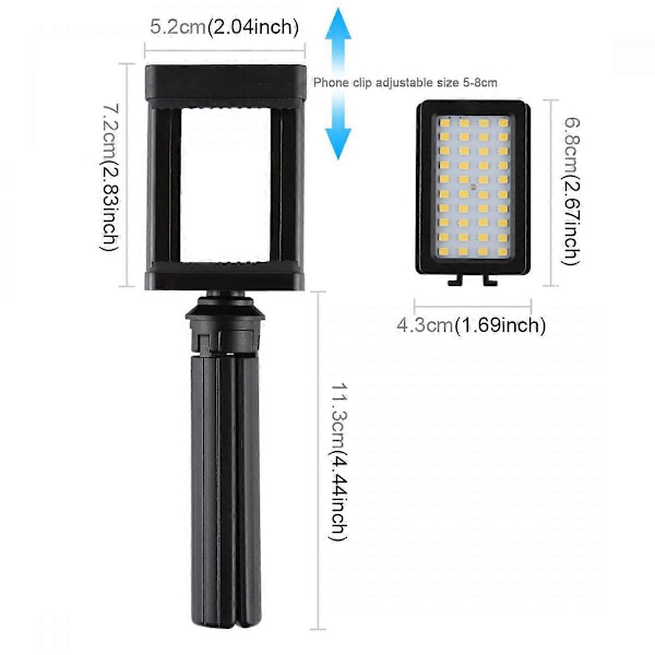 Video Lys Dæmpbart LED Panel Bærbart Telefon Fyldlys Med Hot Shoe Adapter Og 1/4