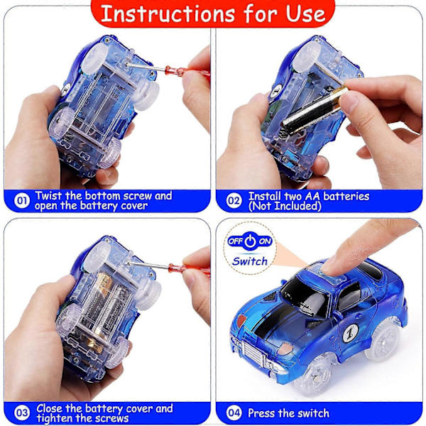 Kilpa-auto - 9,5 cm x 5 cm, 3 kpl (kilpa-auto, poliisiauto, paloauto) 5 vilkkuvalla LED-valolla, taikaleluja lapsille 3 4 5 6 7+