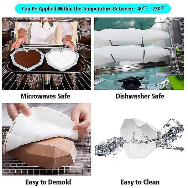 Kjøkkenutstyr Sett Valentinsdag Hjerteformet Silikonform Sett Sjokoladeform DIY Bake Sett